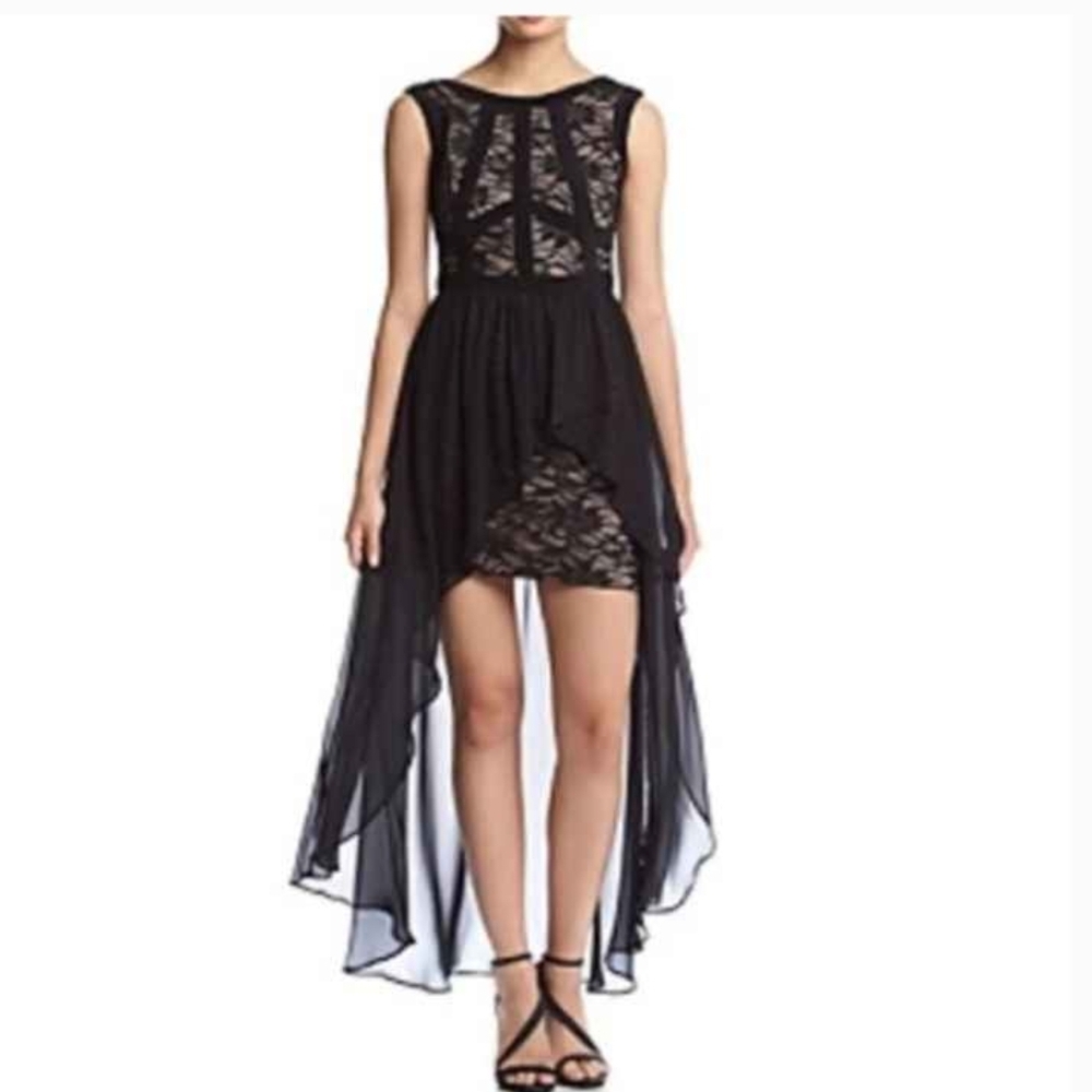 Morgan & Co. Black Lace High-Low Dress
